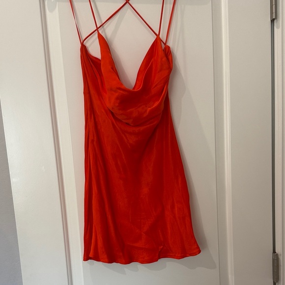 Zara Dresses & Skirts - Orange Strappy Cowl Neck Mini Dress